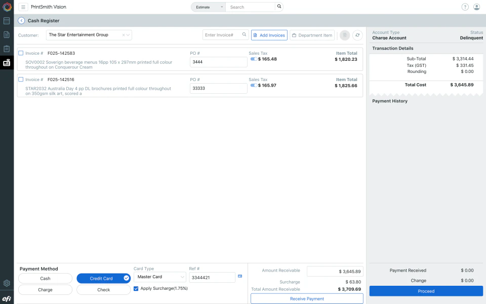 screenshot of PrintSmith Vision